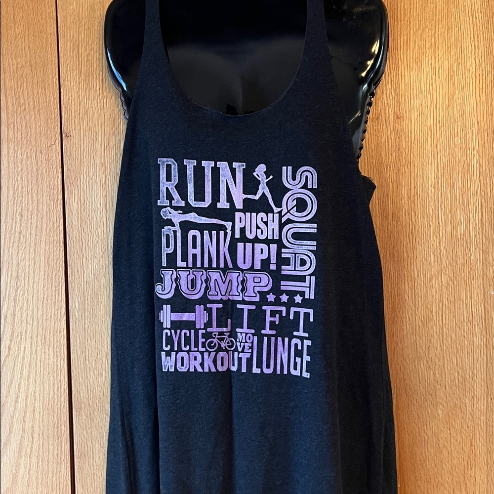 NEW Chin Up Next Level Apparel LARGE gray purple racerback graphic workout tank